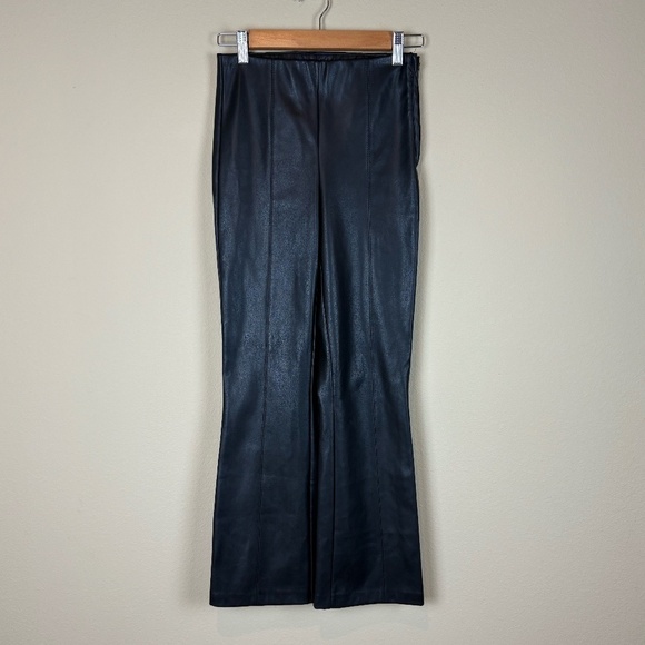 Zara Black Faux Leather Straight Leg Pants; Side Zipper Closure; Size S - Picture 1 of 6